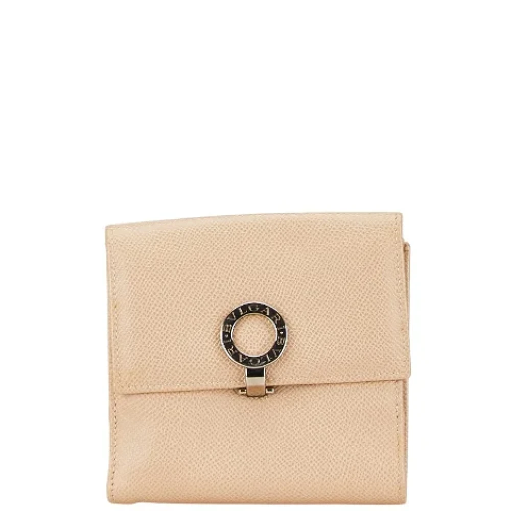 Bvlgari Vintage Pre-owned Leather wallets Beige Dames