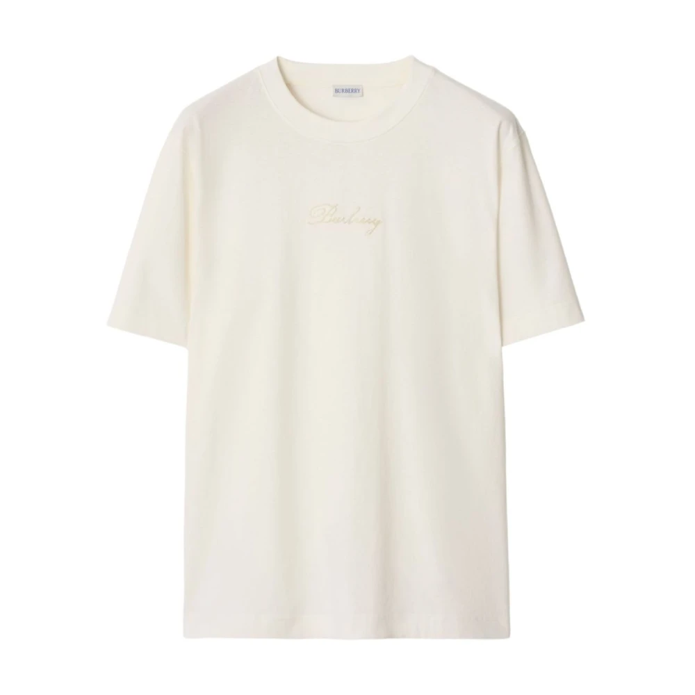 Burberry Men's White Check Cursive Logo Cotton T-Shirt - T-Shirts - M - Tops