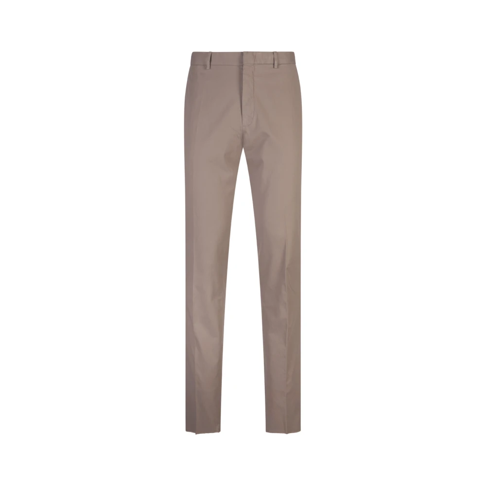 Ermenegildo Zegna Slim Fit Grijze Katoenen Broek Gray Heren