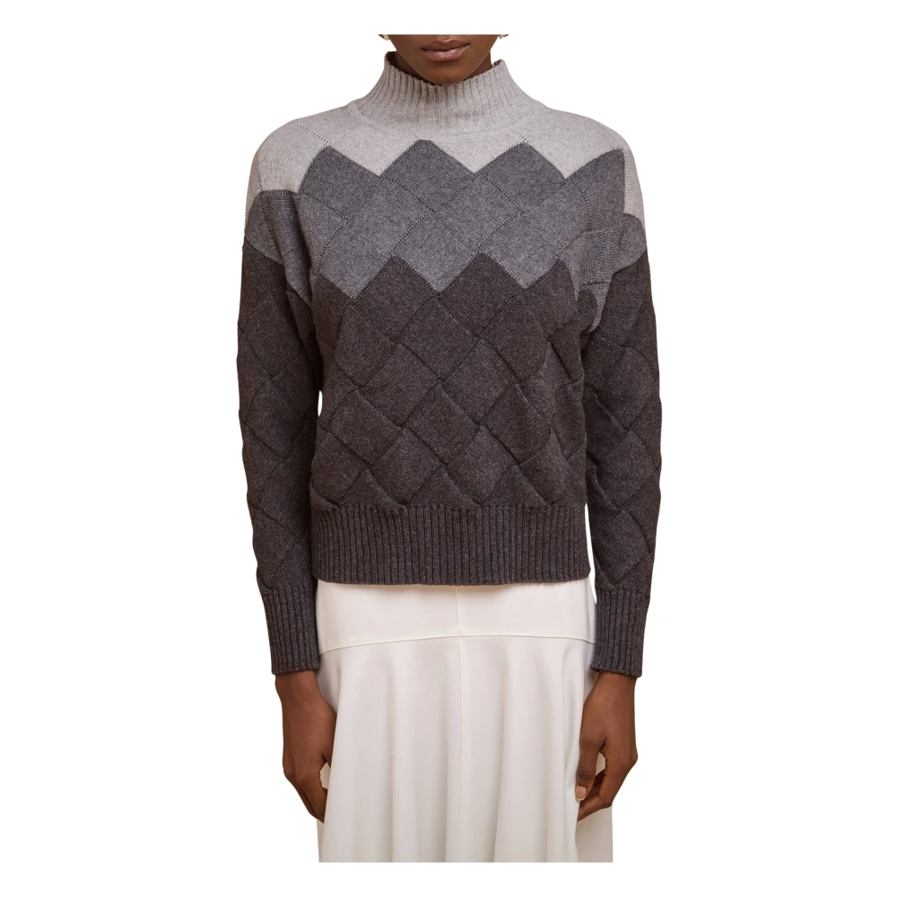 Liviana Conti Diamant Tricolor Kasjmier Trui Gray Dames