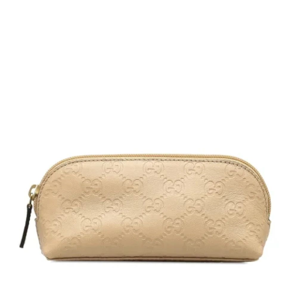 Gucci Vintage Pre-owned Leather pouches Beige Dames