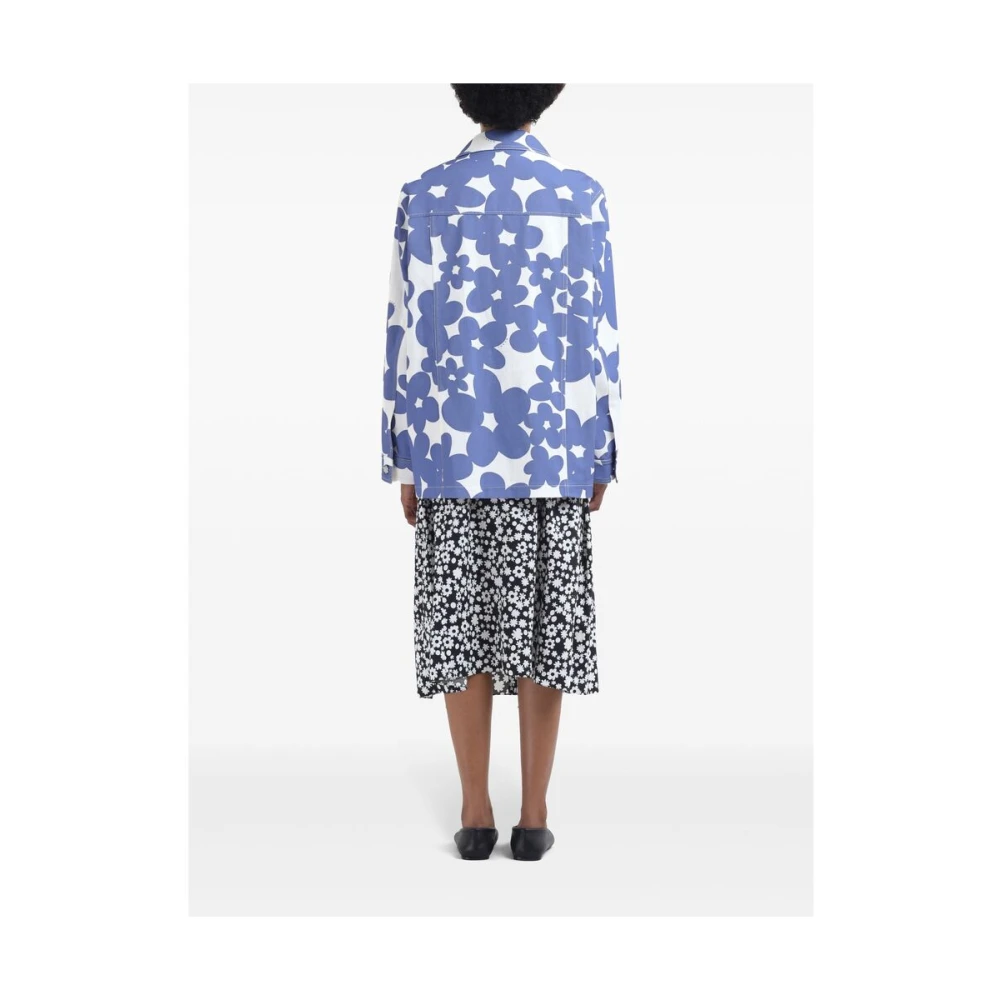 Marni Bloemenprint Katoenen Jas Purple Dames