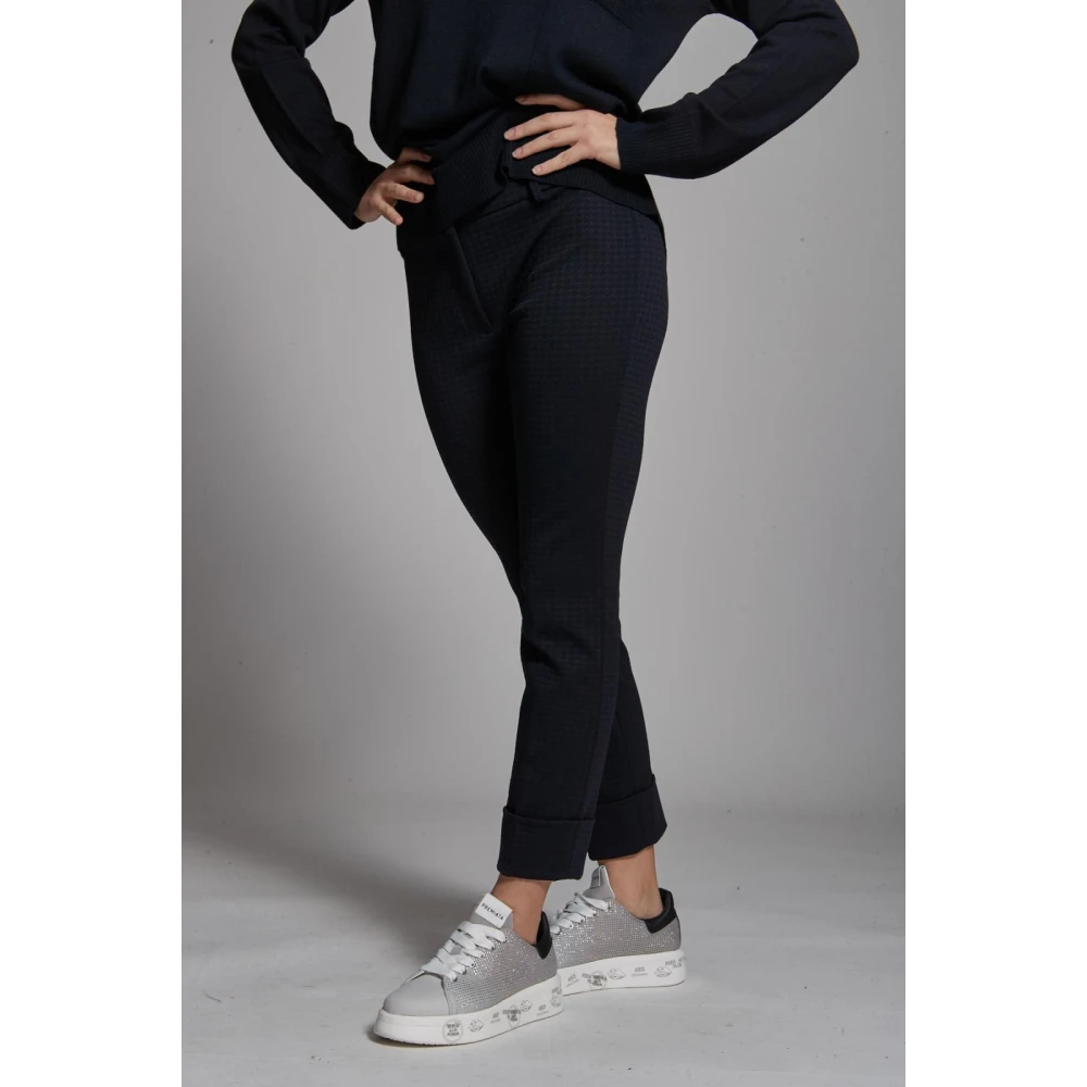 Via Masini 80 Strakke Broek met Omslag Blue Dames