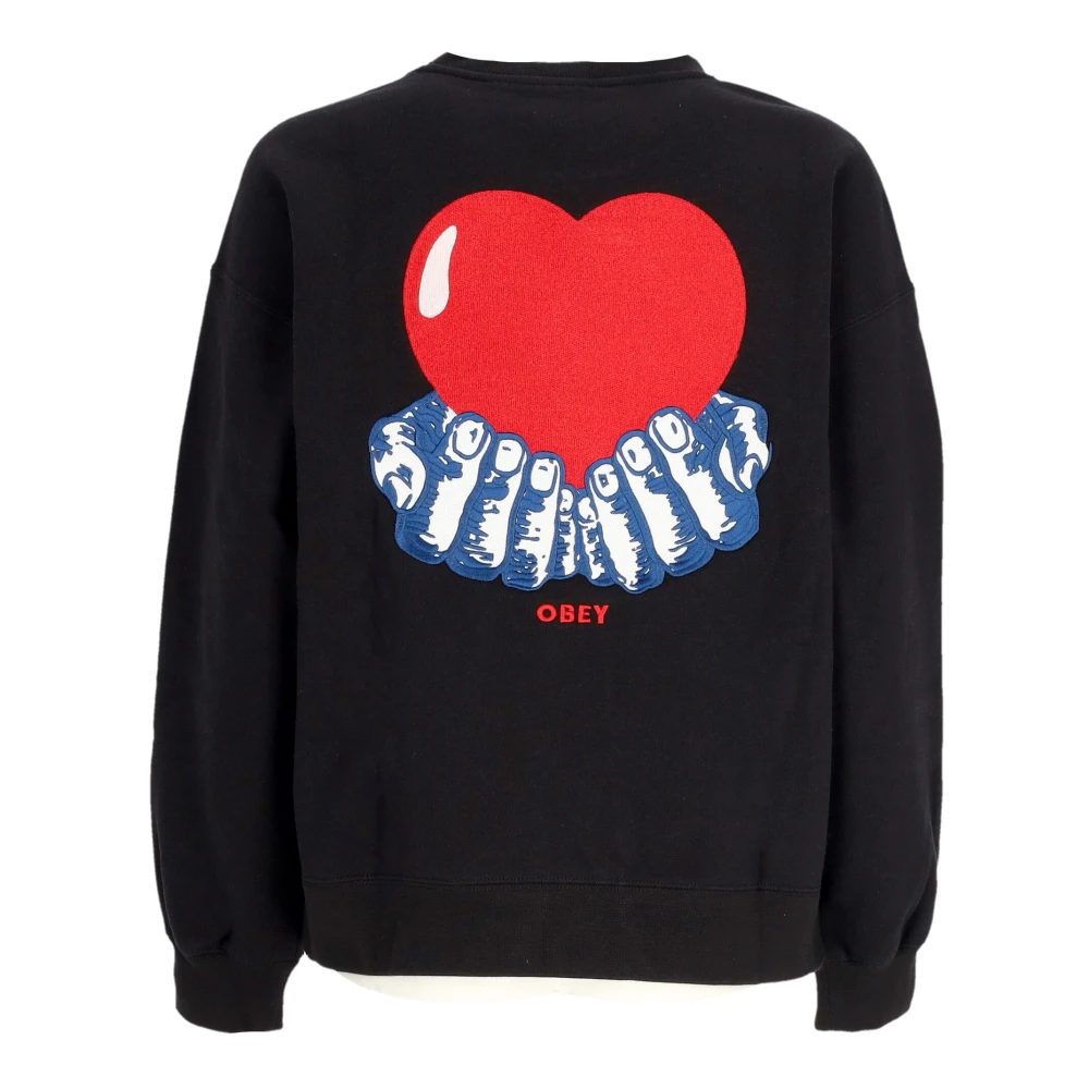 Obey Hart Crew Fleece Sweatshirt Zwart Black Heren