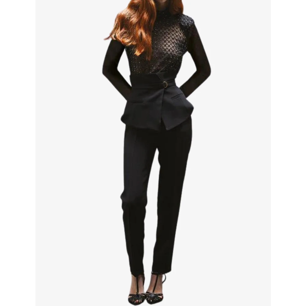 Nenette Geborduurde Tule Blouse Black Dames