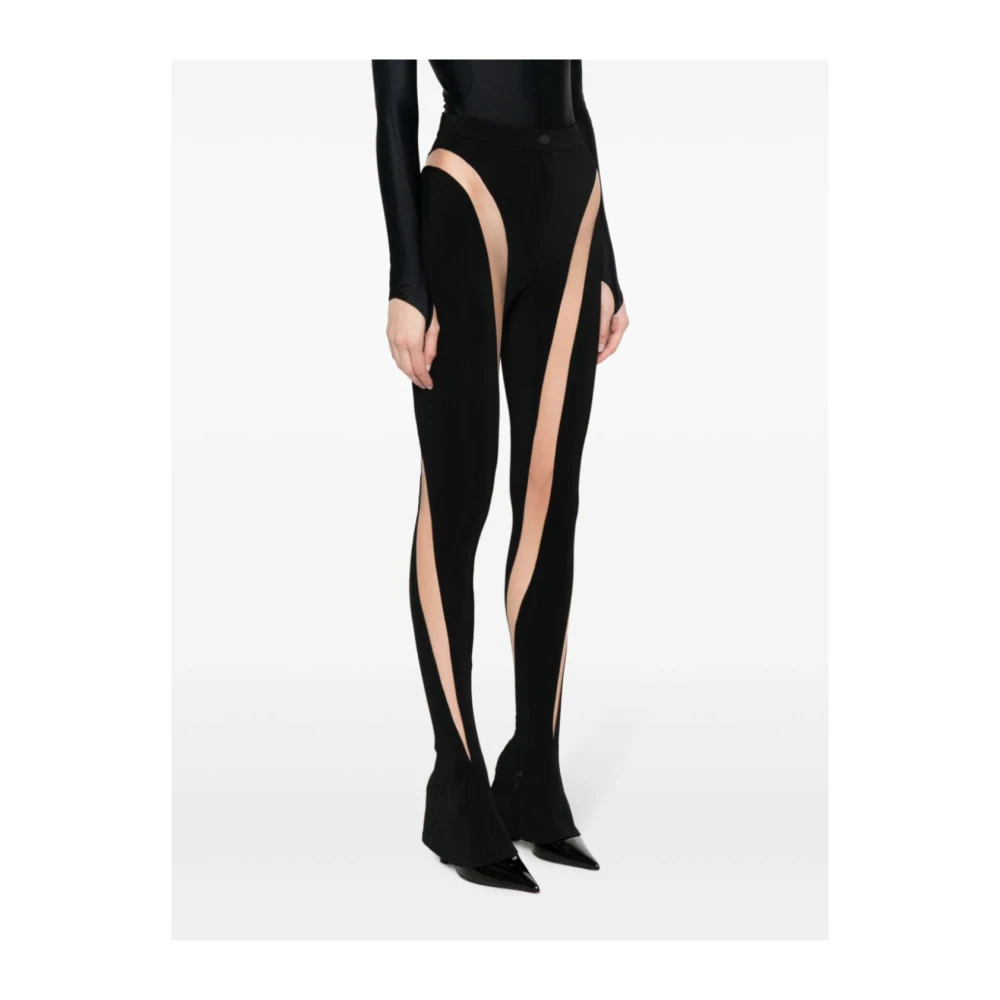 Mugler Flowing Cut Out Zwart Nude Broek Black Dames