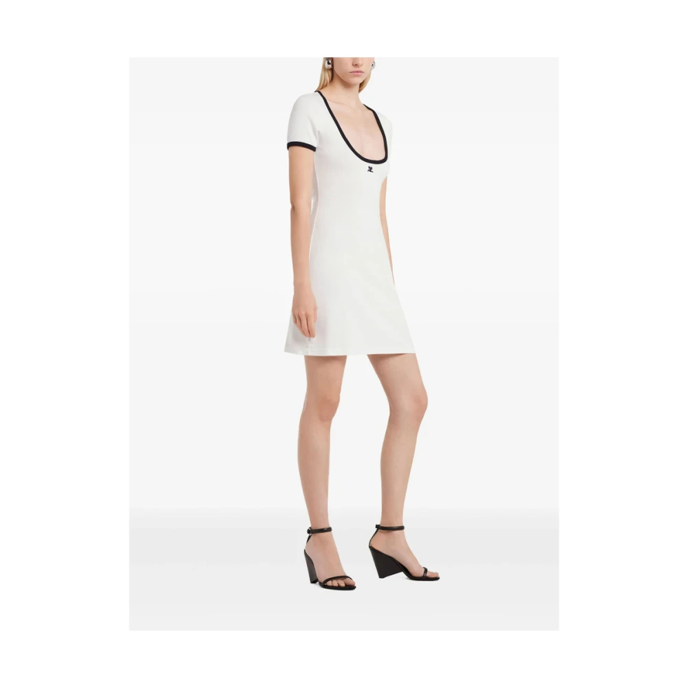 Courrèges Witte Logo Geborduurde Scoop Neck Jurk White Dames