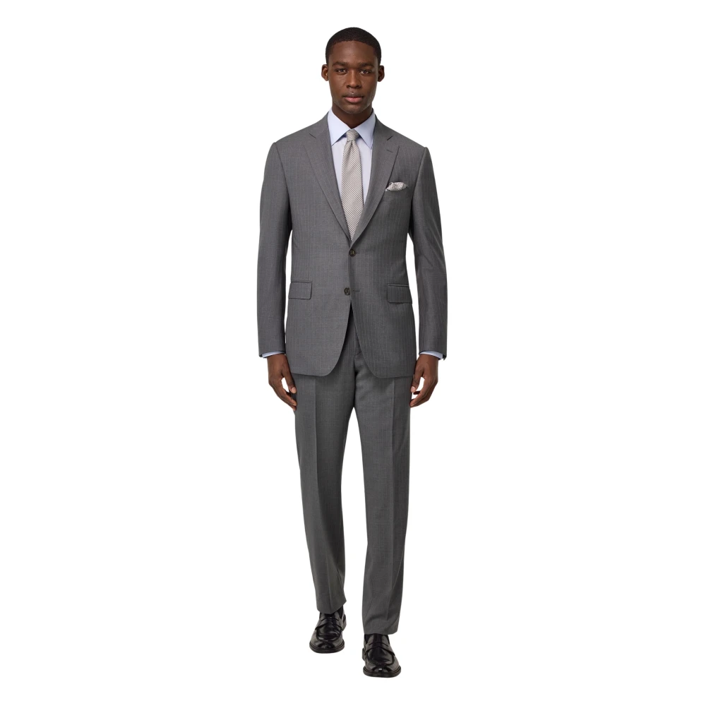 Boggi Milano Pinstripe Pure Wool Pak Gray Heren