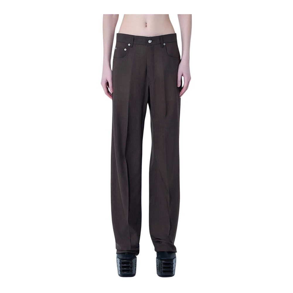 Rick Owens Brown Wide Trousers, Female, W28, Tailored Geth Trousers