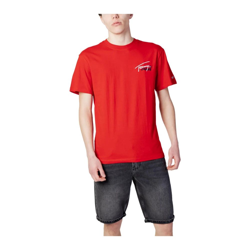 Tommy Jeans Röd Signature Logo Tee Red, Herr