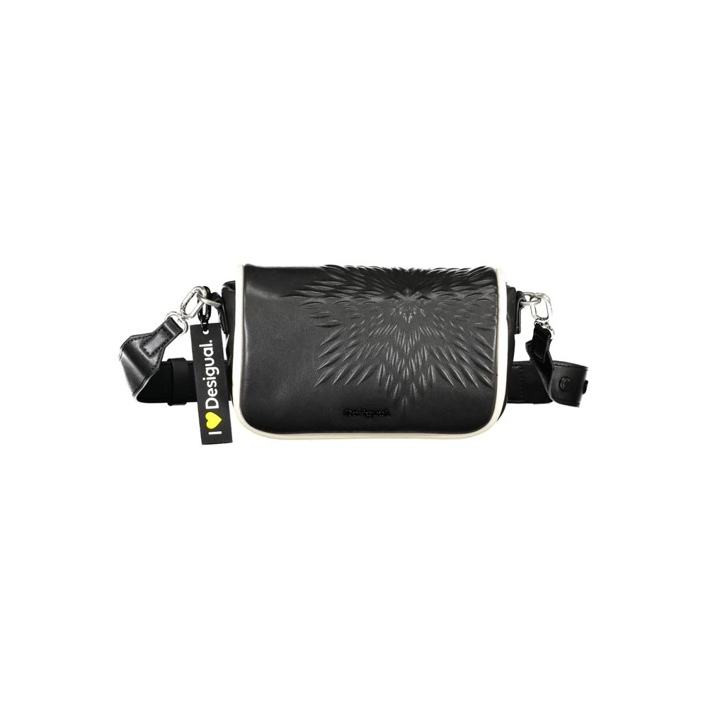 Desigual Zwarte polyethyleen schoudertas met verstelbare band en contrasterende details Black Dames