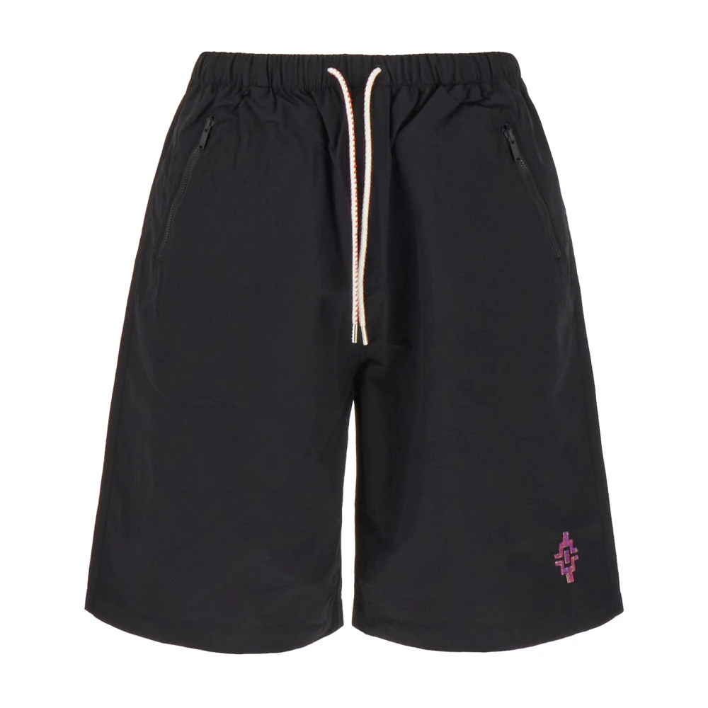 Marcelo Burlon Men's Black Beachwear, S, Bermuda Swim Shorts