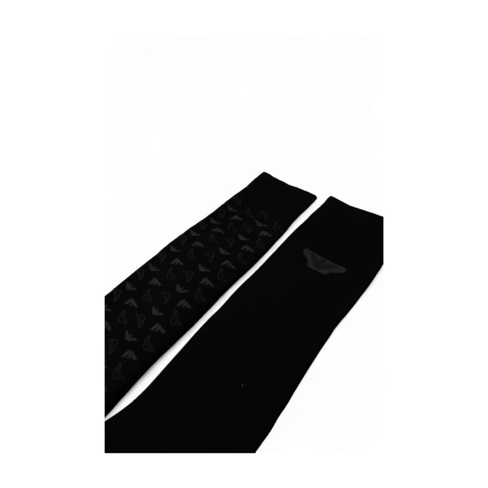 Emporio Armani Adelaar Logo Stijl Katoenen Sokken Black Heren
