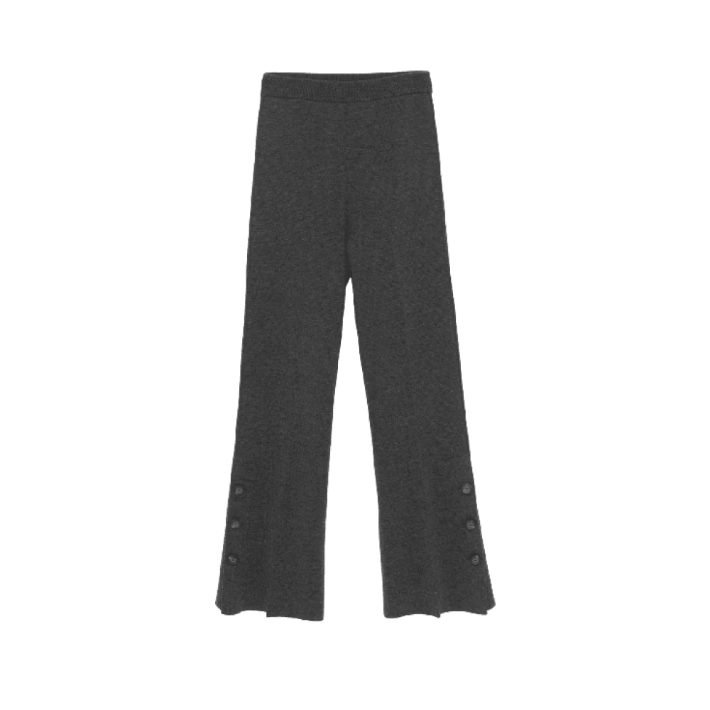 Twinset Antracietgrijze wollen broek met elastische taille Gray Dames