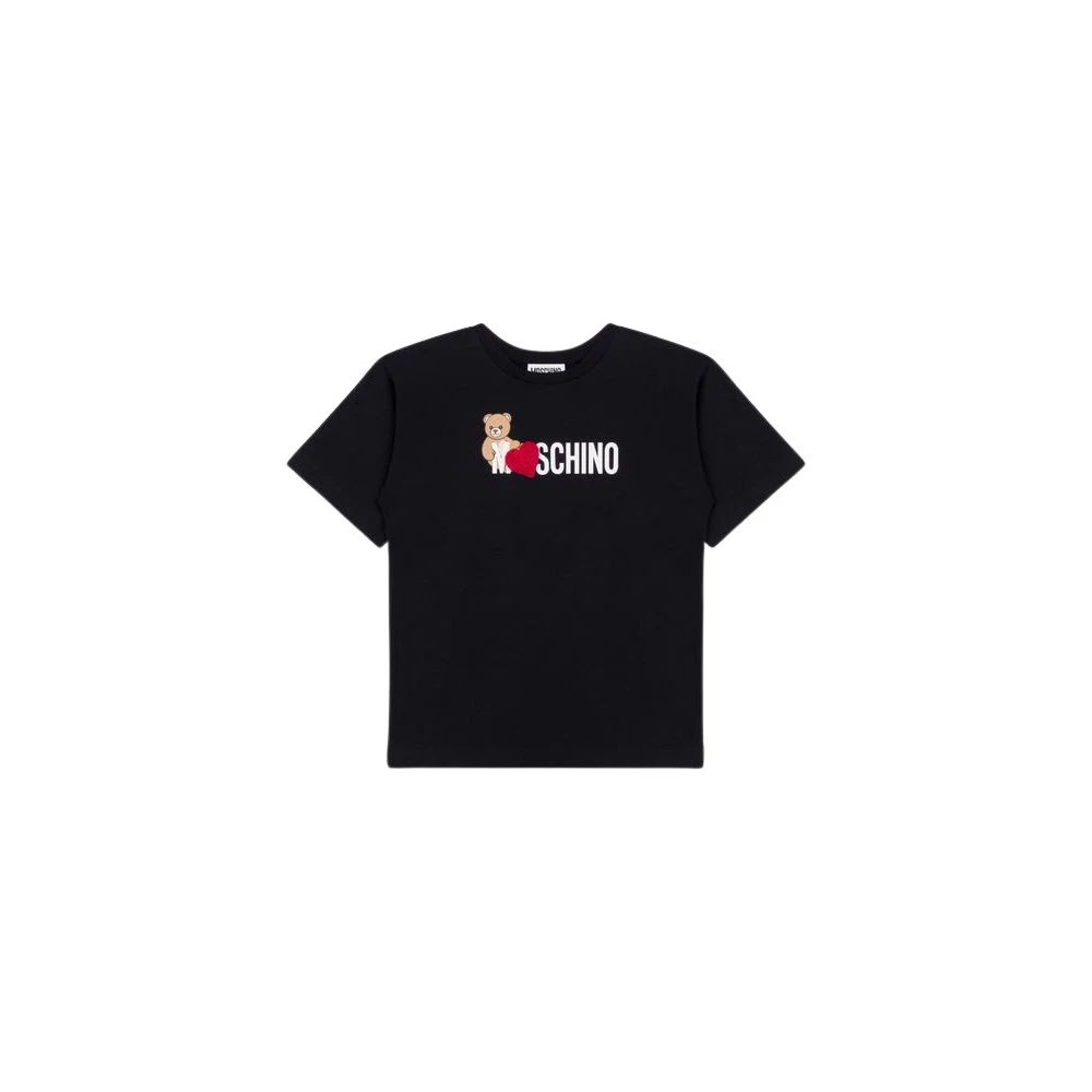 Moschino , Kids Short Sleeve T-Shirts, Female, Black, 5 Y | 110 Cm, Teddy Bear Oversized Cotton Jersey T-Shirt