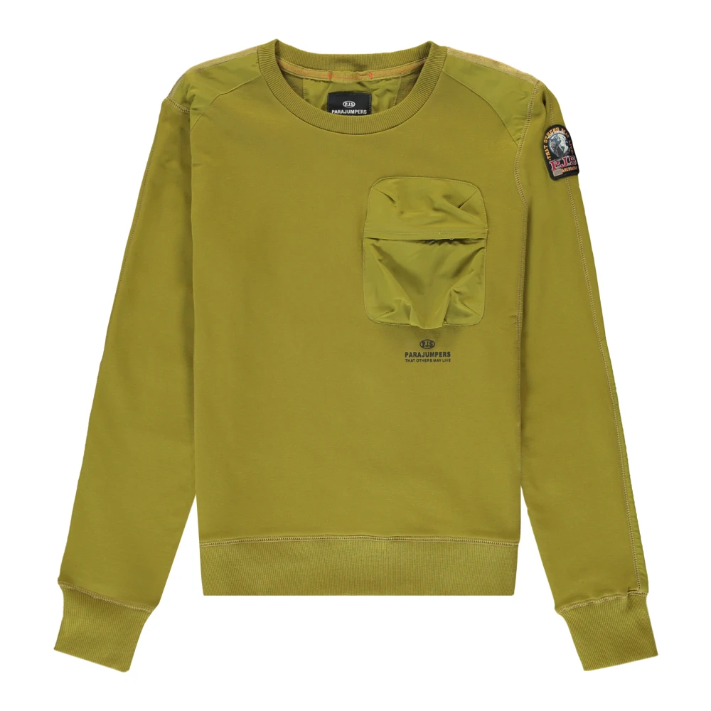Parajumpers Lange Mouw Sweatshirt met Nylon Inzetstukken Green Heren
