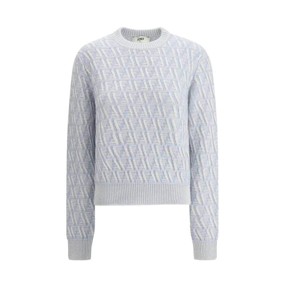 Fendi Jacquard Logo Pullover Blue Dames