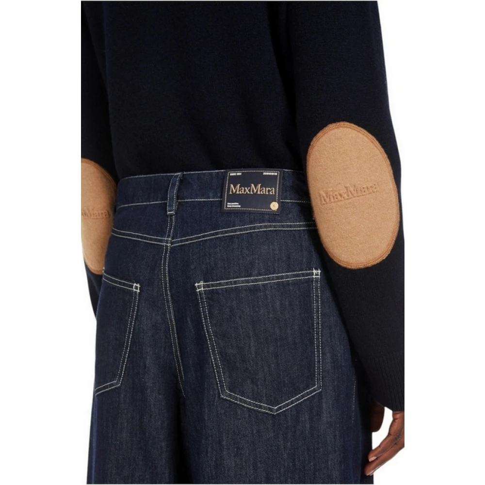 Max Mara Studio Wijde Pijp Indigo Denim Jeans Blue Dames