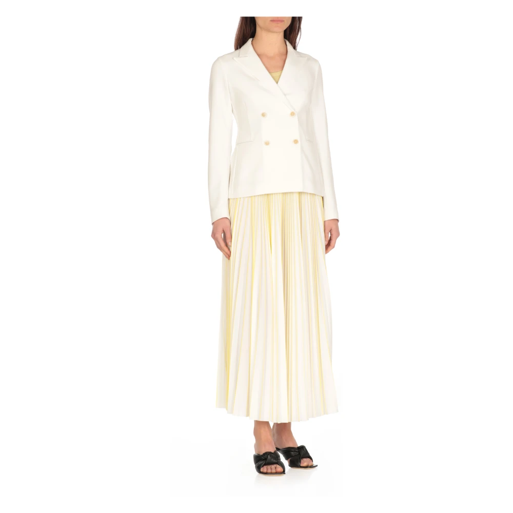 Fabiana Filippi Witte Double-Breasted Blazer met Peak Revers White Dames