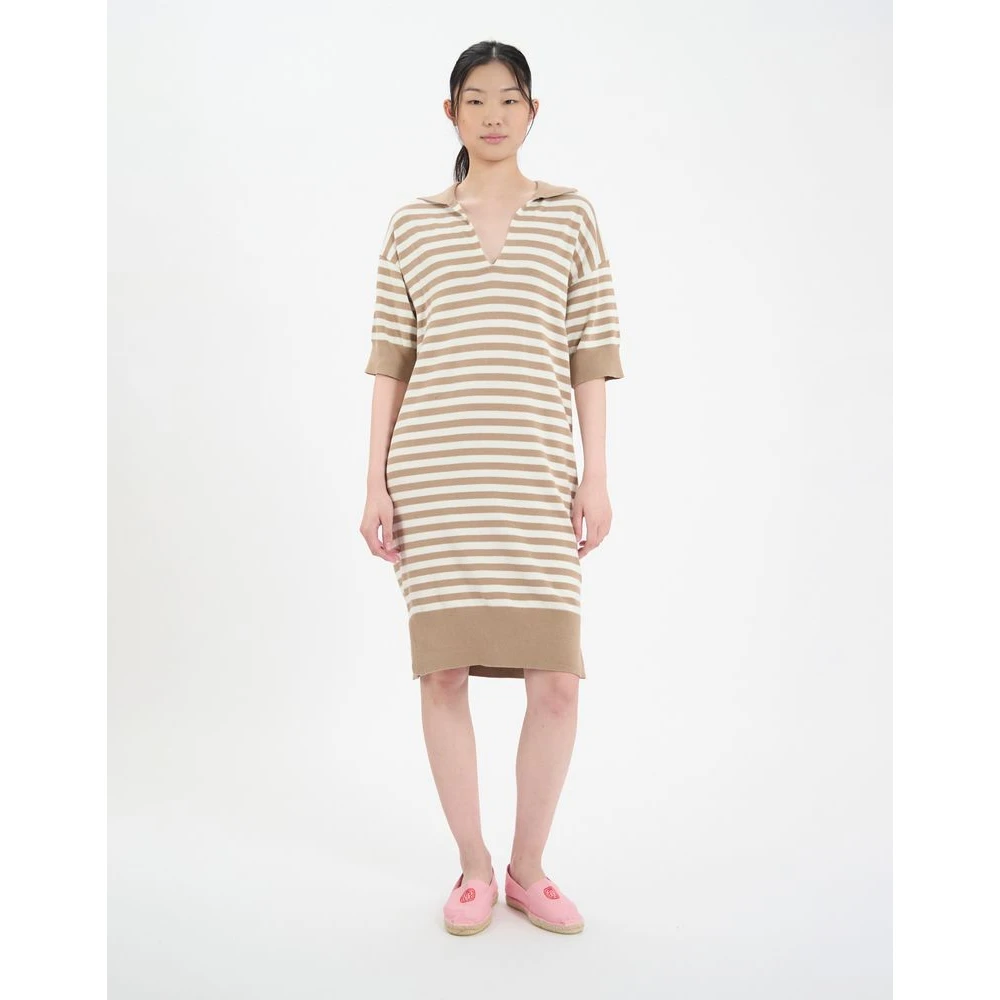 Ines De La Fressange Paris Océane katoenen gestreepte jurk Beige Dames