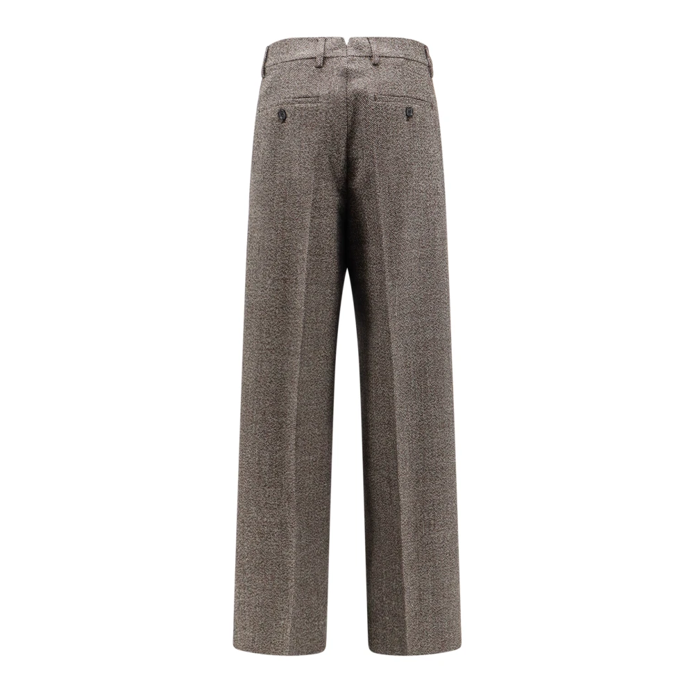 Ami Paris Wijde Pijp Wol Katoen Broek Brown Dames