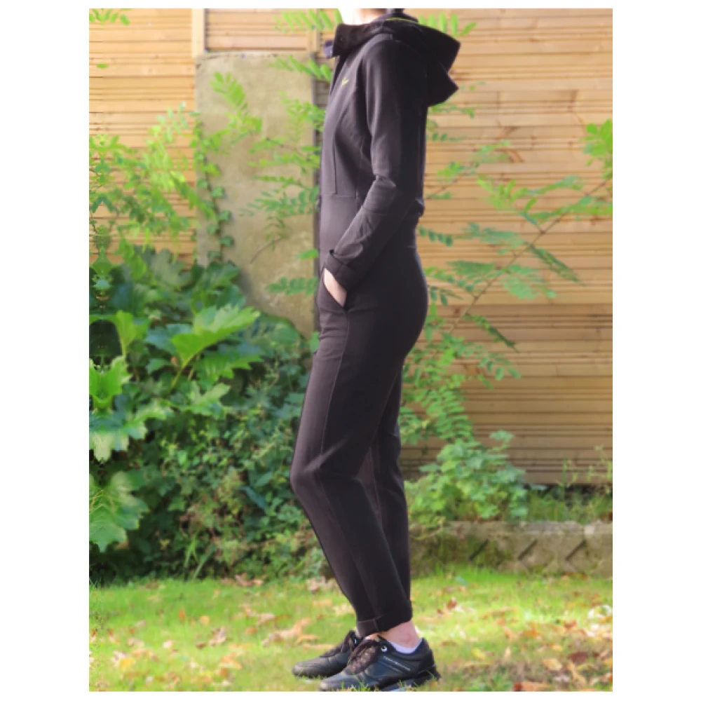 aeronautica militare Hooded Jumpsuit van katoen-elastaan Black Dames