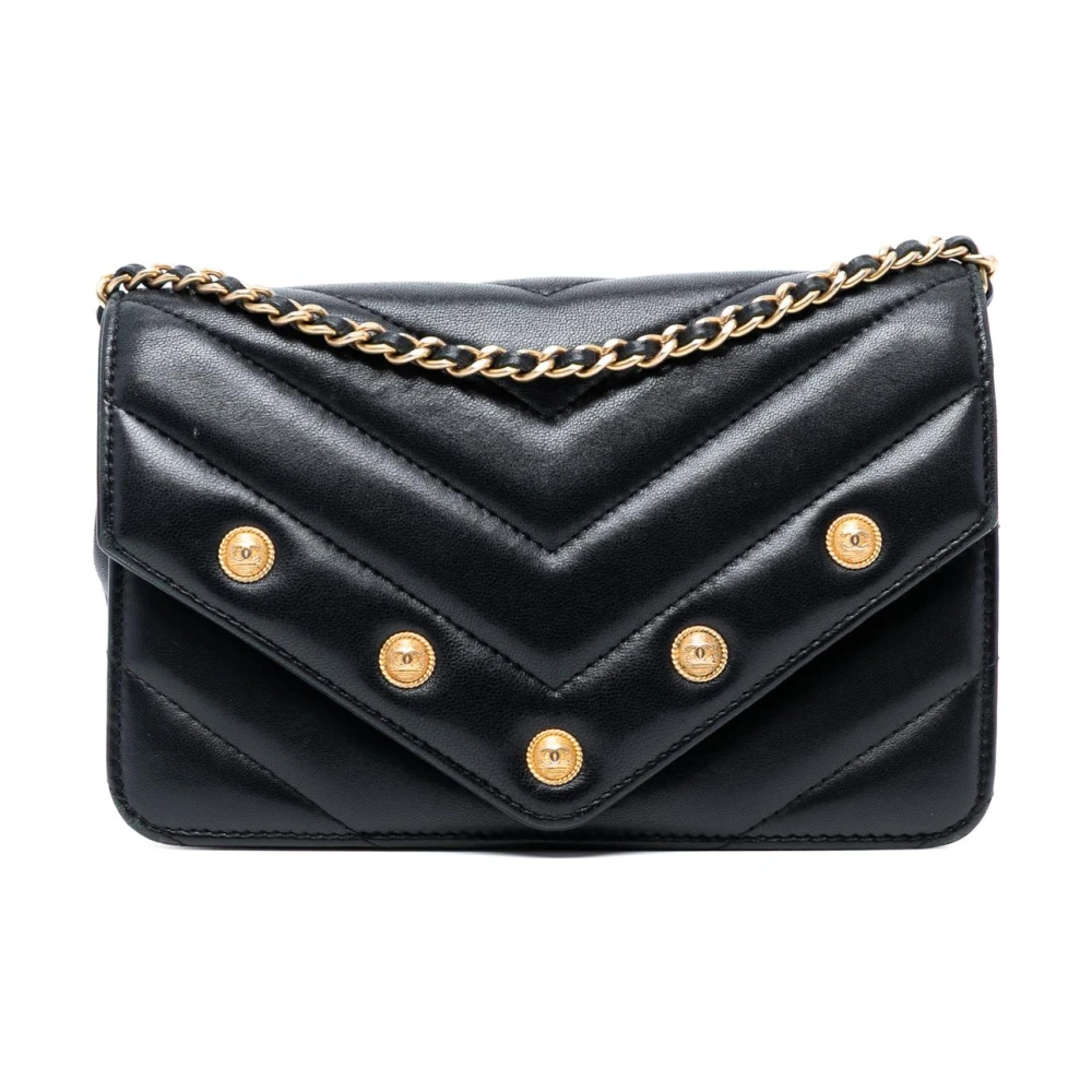 Chanel Vintage Women's Black Pre-Owned Chain Embellished Flap Bag
