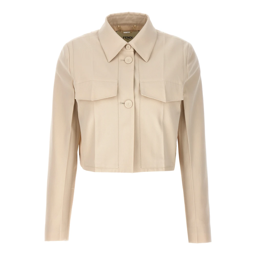 Fendi Damen Beige Jacken, Mgröße: