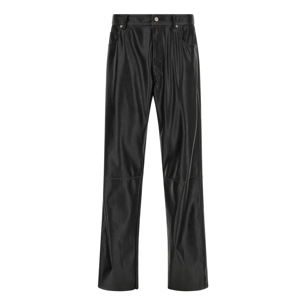Mm6 Maison Margiela Black Leather-Effect Trousers - Male - Leather Trousers - W36 - Trousers