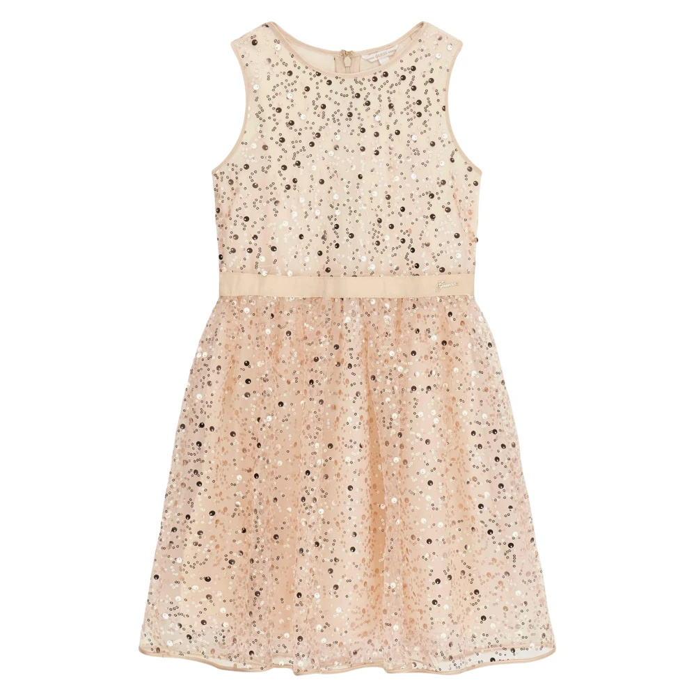 Guess Girls Beige Kids Occasion Wear, 14 Y, Sequin Tulle Dress