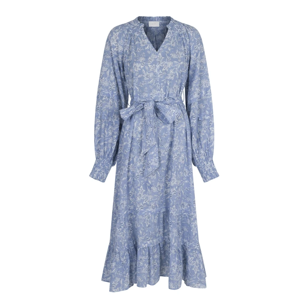 June S Stencil Flower Dress Dusty Blue