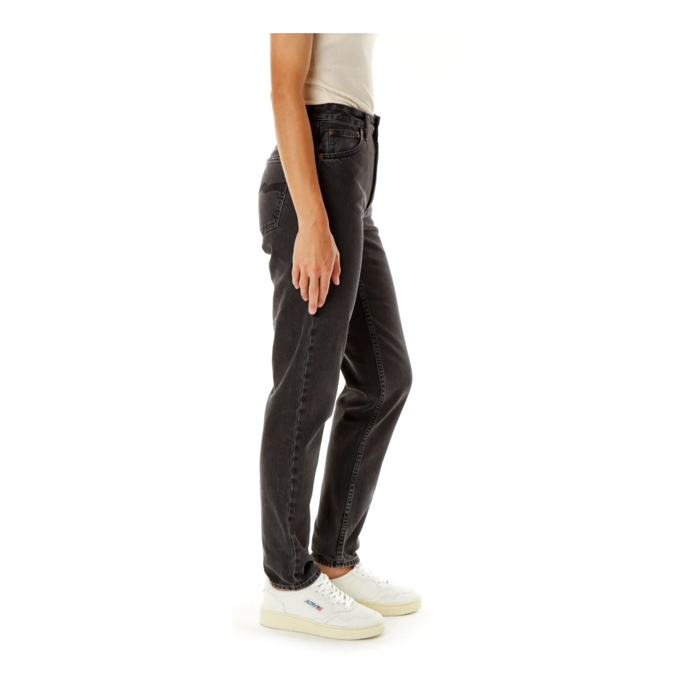 Nudie Jeans Hoge Taille Tapered Fit Jeans Gray Dames