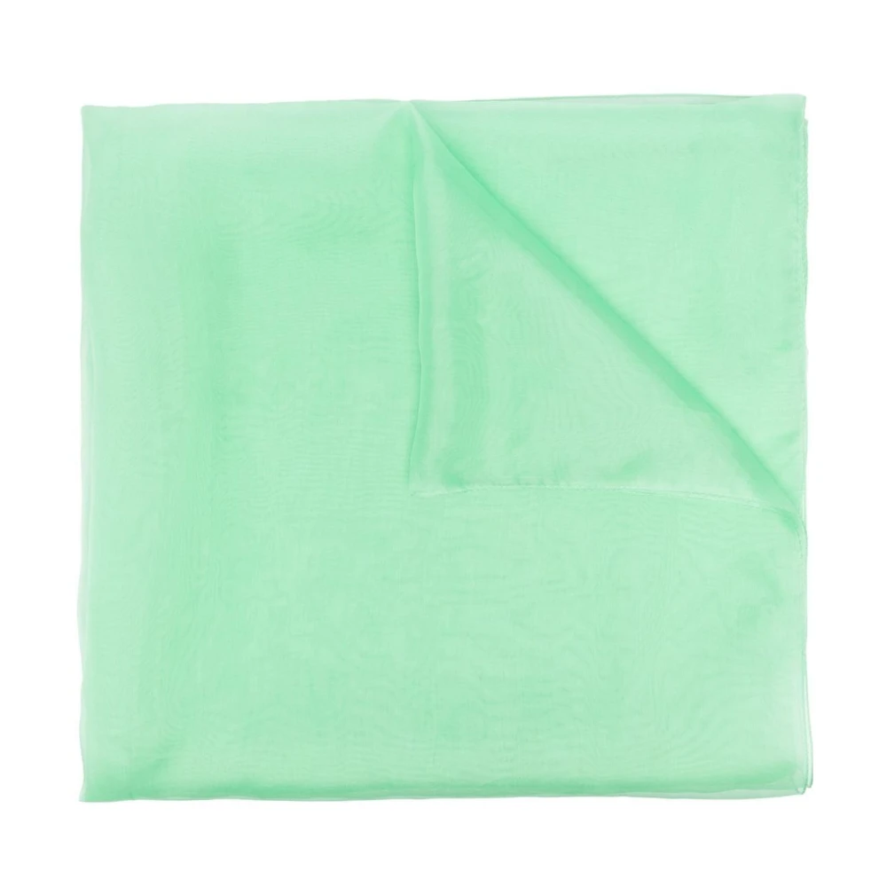 Ermanno Scervino Zijden Sjaal Groen Logo Geborduurd Green Dames