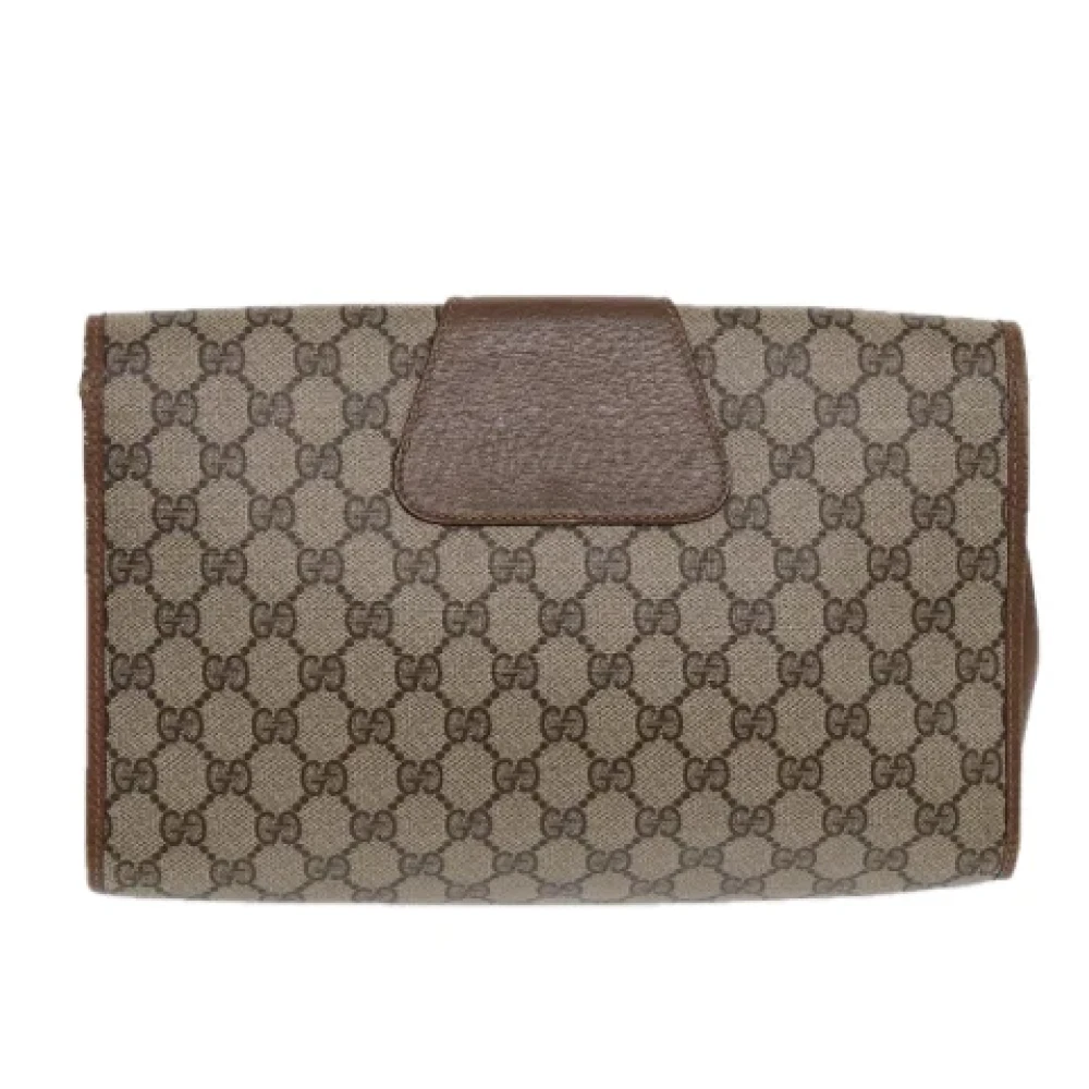 Gucci Vintage Pre-owned Leather clutches Beige Dames