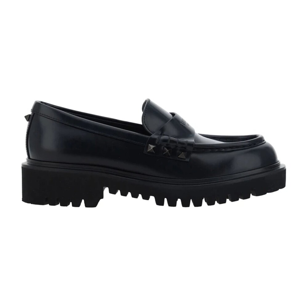 Zwarte Loafer Schoenen met Studs Valentino Garavani Dames