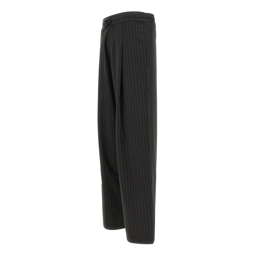 A Paper Kid Zwarte Gestreepte Wijde Broek Black Dames