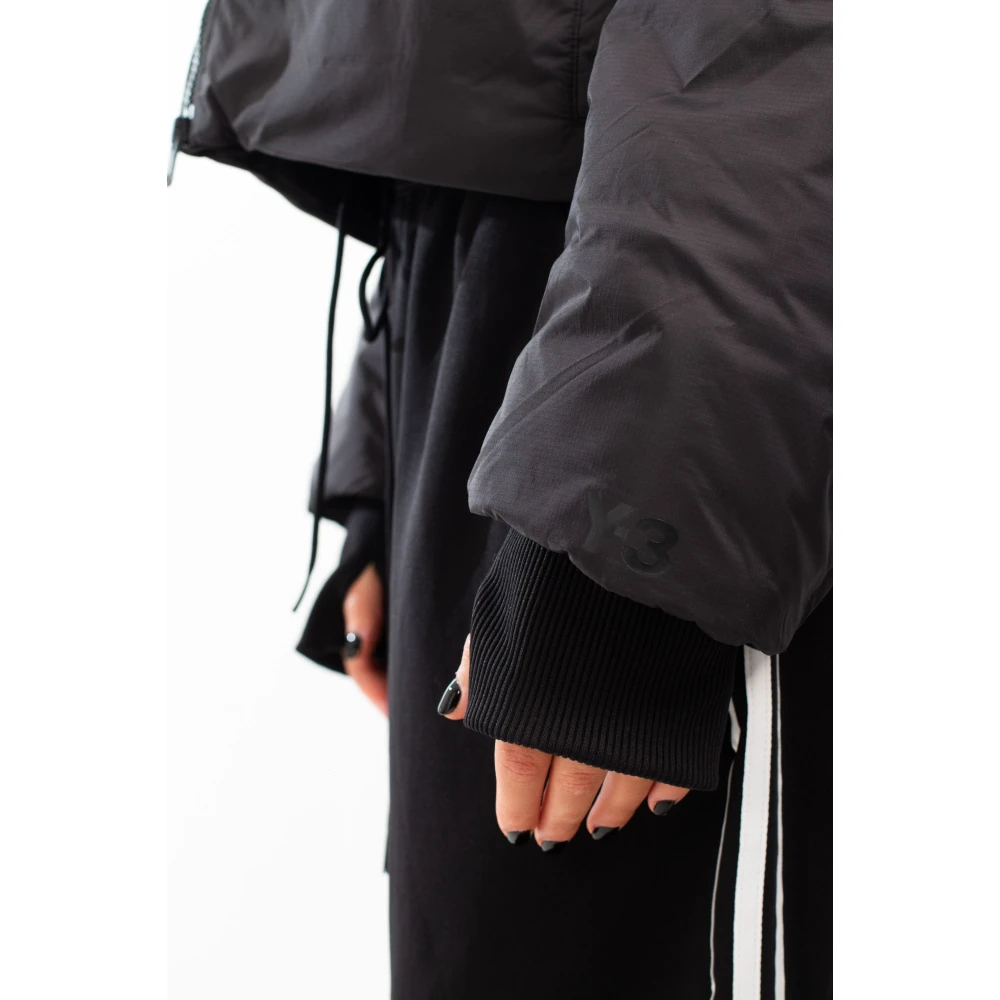 Y-3 Zwarte Geknipte Gewatteerde Jas Black Dames