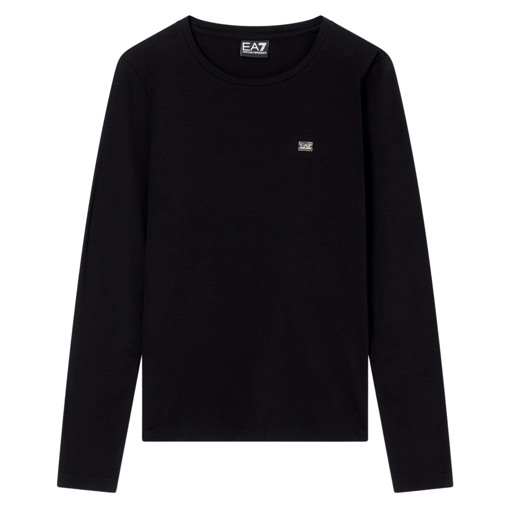 Emporio Armani Ea7 , Long Sleeve T-Shirts, Female, Black, S, Ea7 T-Shirts And Polos