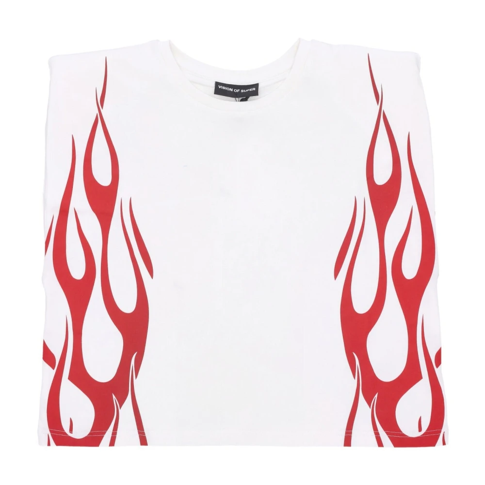 Vision Of Super Women's White/Red Flames Sleeveless Tee Off