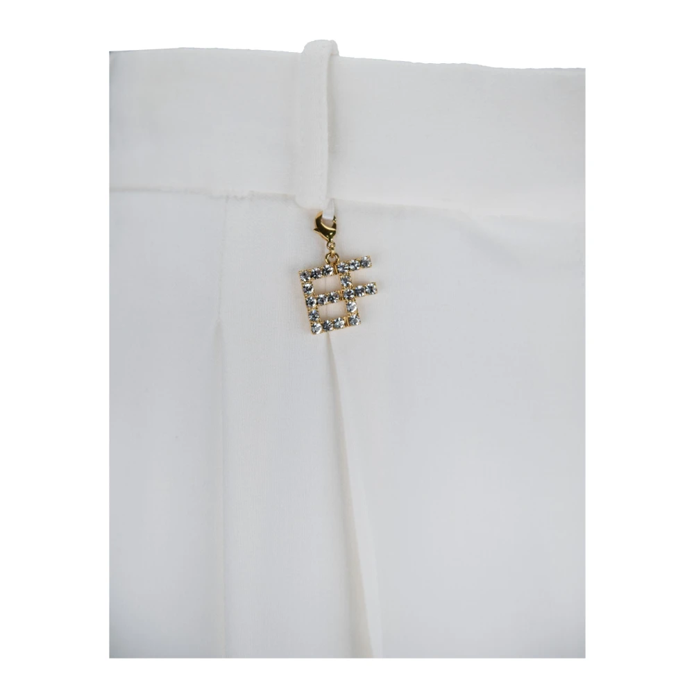 Elisabetta Franchi Gouden Charme Rits Haak Broek White Dames