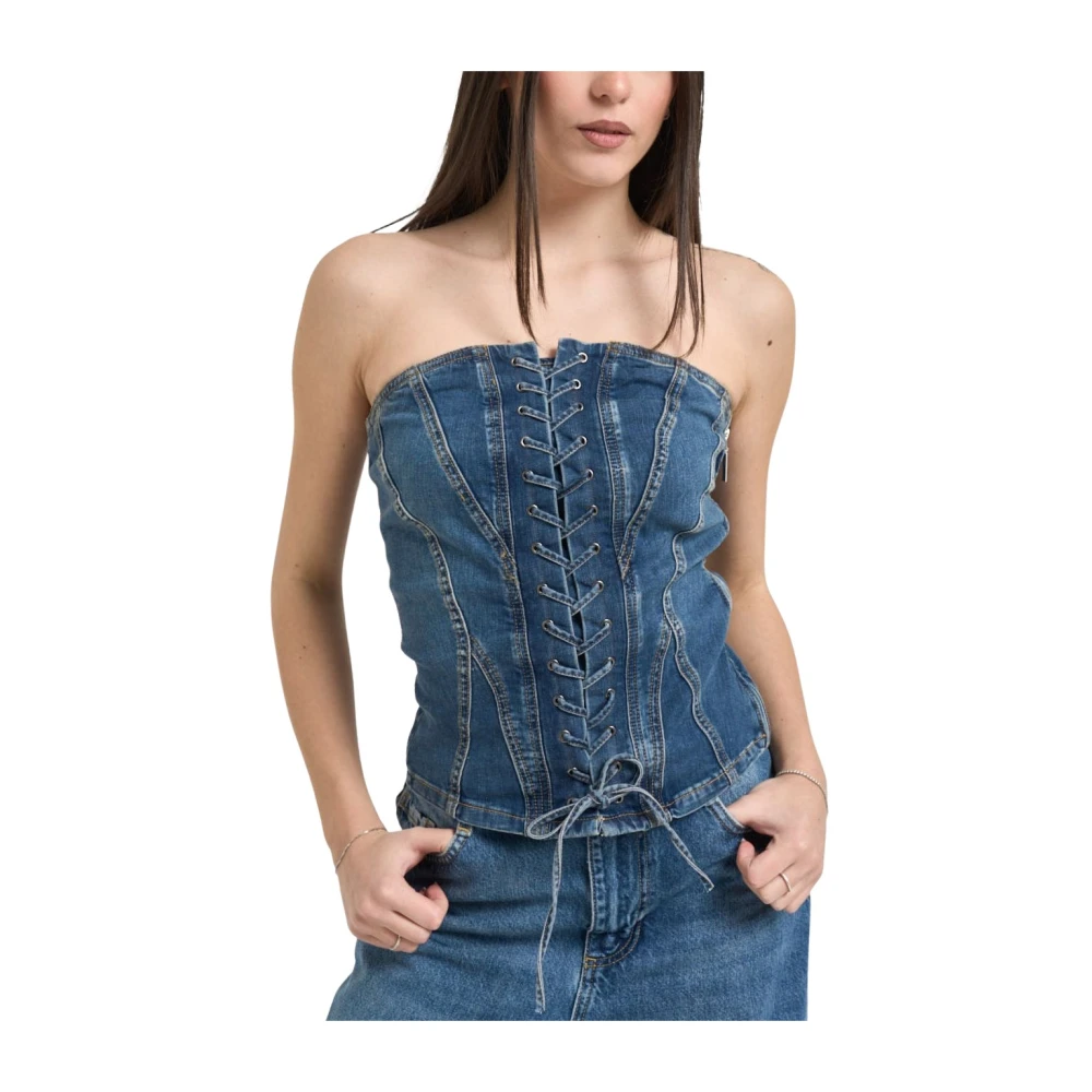 Liu Jo Blue Blouses, Female, M, Bustier Top