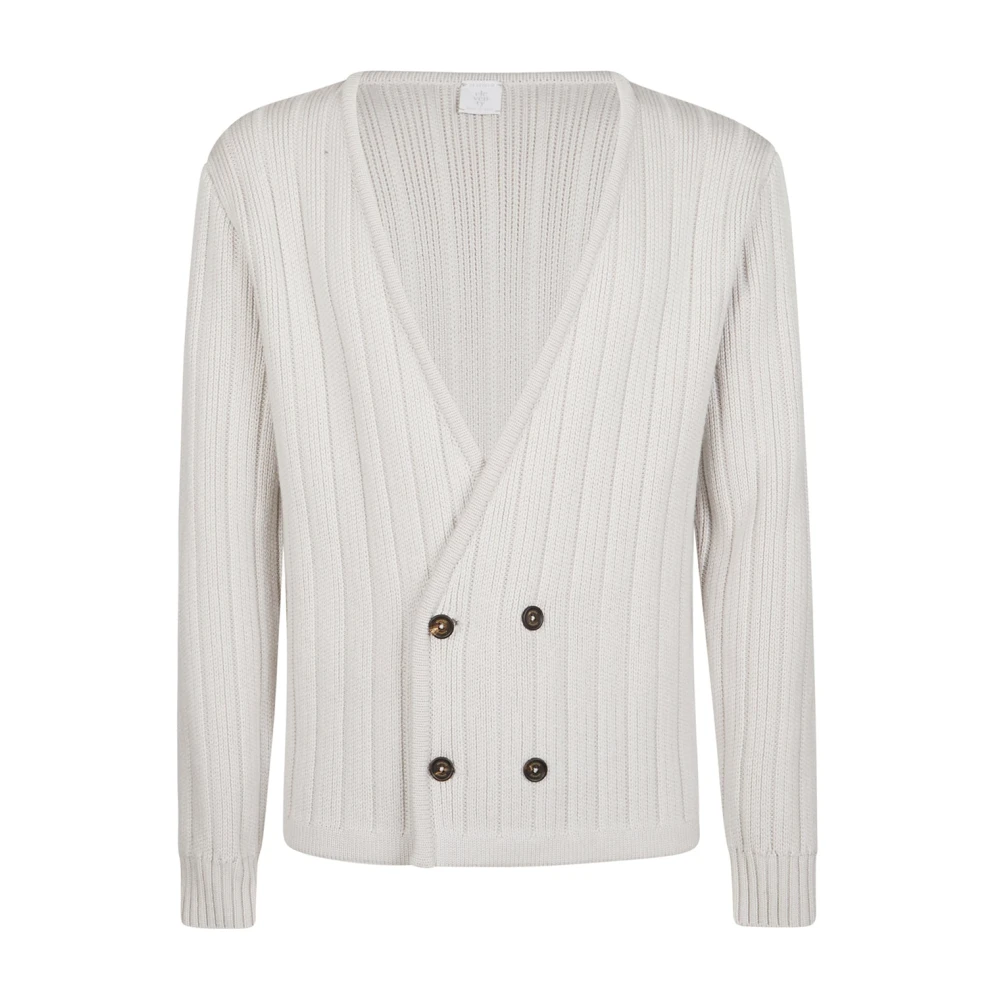 Eleventy Men's Beige Double-Breasted Wool Cardigan