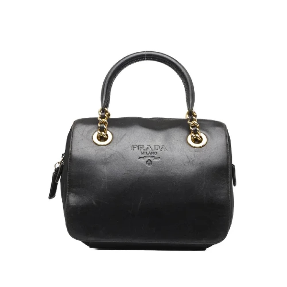 Prada Vintage Pre-owned Leather handbags Zwart Dames