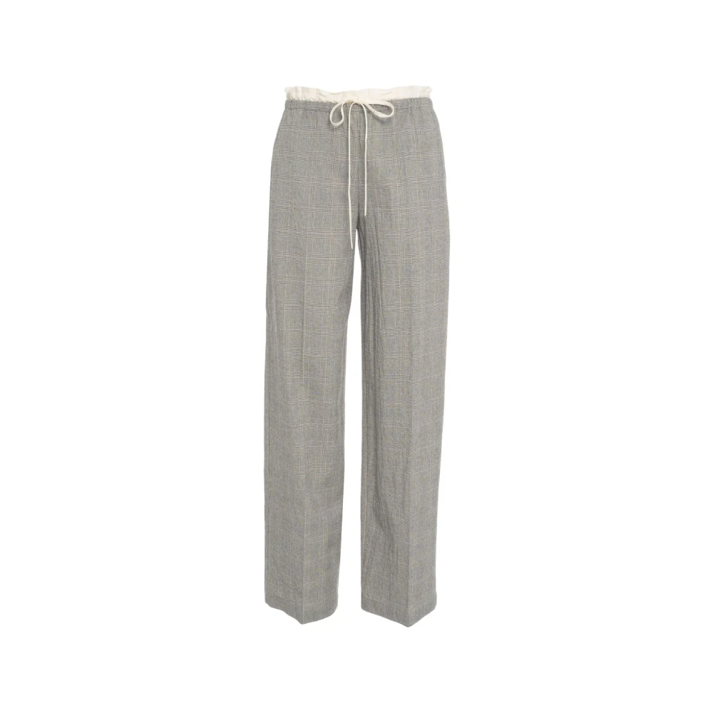 8pm Grijze Wijde Pijp Broek Glencheck Patroon Gray Dames