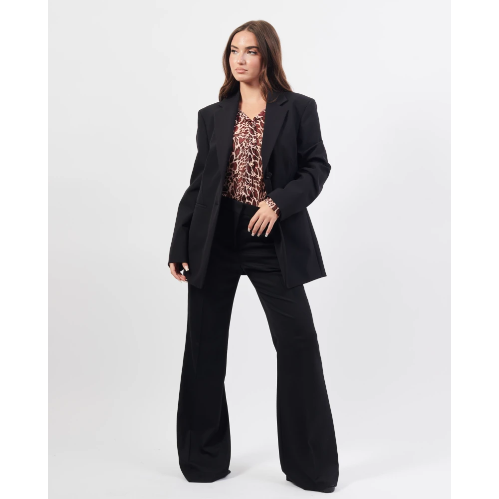 Hugo Boss Zwarte Lange Jas Jizena Black Dames