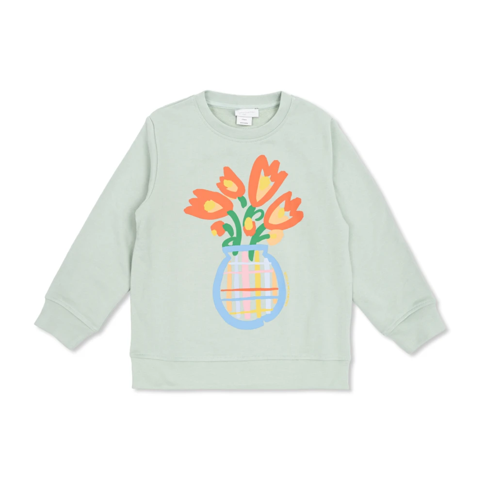 Stella Mccartney Unisex Kids Green Kids Sweatshirts, 12 Y, Printed Cotton Sweatshirt