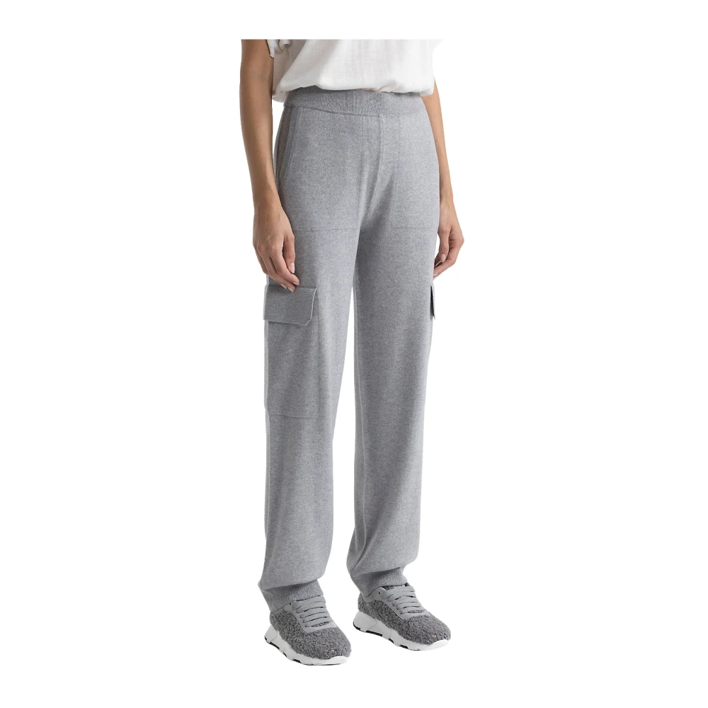 PESERICO Wollen zijden en kasjmier baggy cargo broek Gray Dames