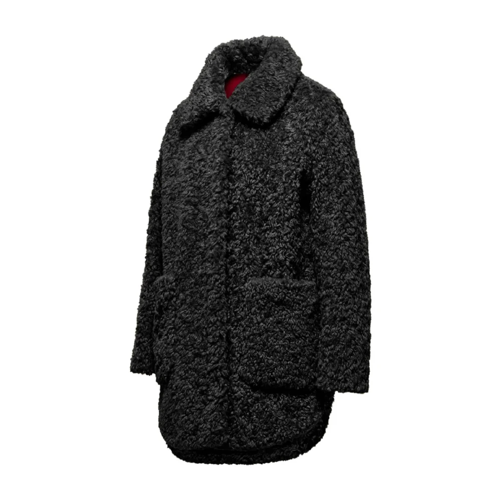 BomBoogie Sherpa Fleece Jas met Drukknoopsluiting Black Dames