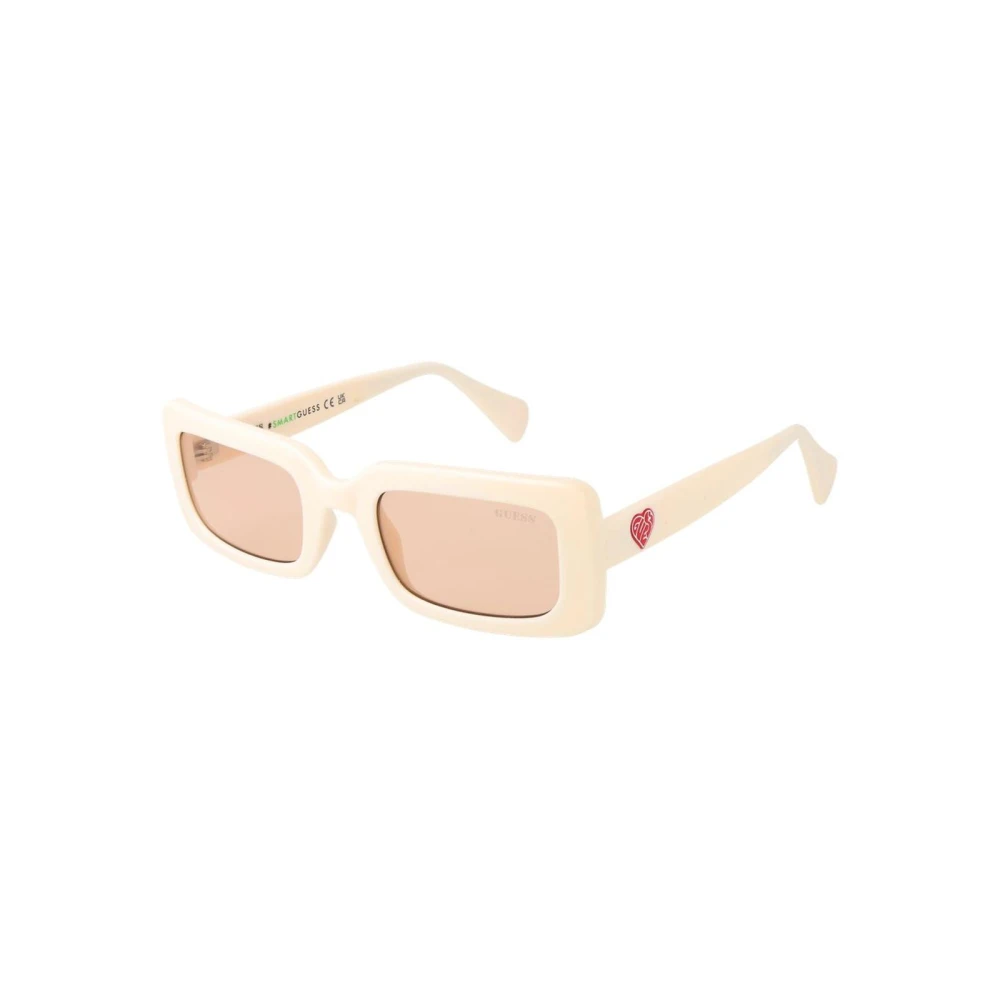 Guess Unisex Beige Rectangle Sunglasses With Uv Protection
