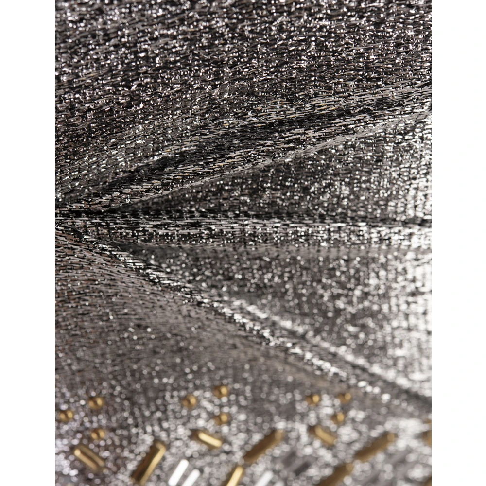 Paco Rabanne Zilveren Lamé Crop Top met Gouden Studs Gray Dames
